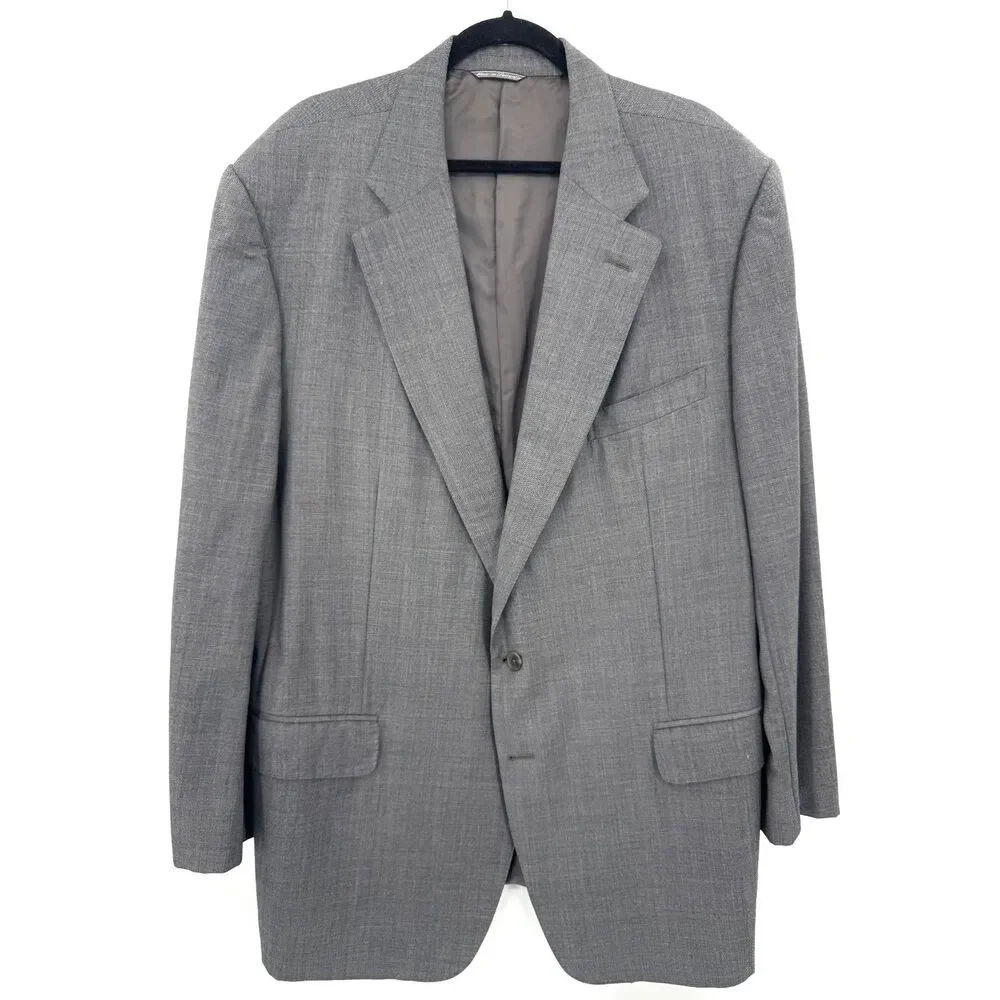 ERMENEGILDO ZEGNA Gray Wool Long 2 Button Blazer Jacket Size 48L (58L EUR)